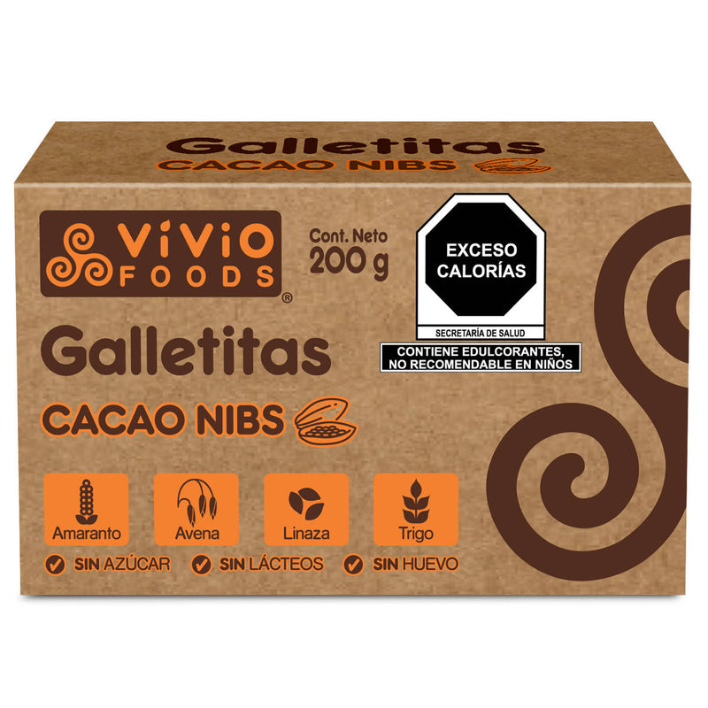 Galletas Cacao Nibs 200G (Caja 12 Piezas)