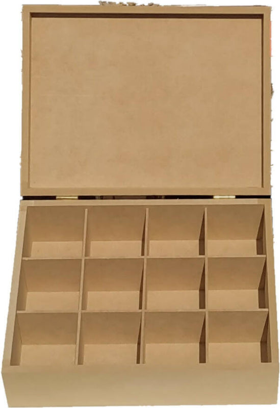 Caja para té de madera (MDF( 12 divisiones