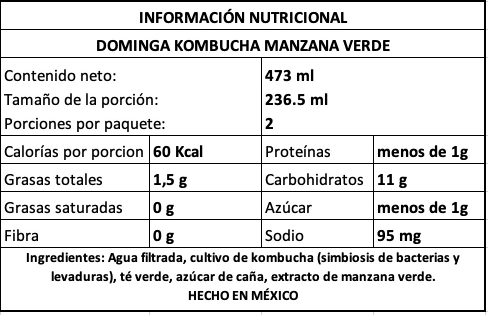 Dominga Kombucha Manzana - 473 ml