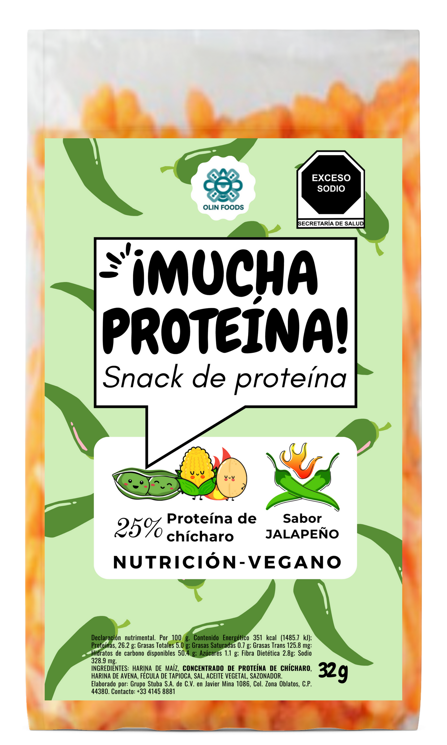 ¡MUCHA PROTEÍNA! Snack de proteína Sabor Jalapeño 23 gramos