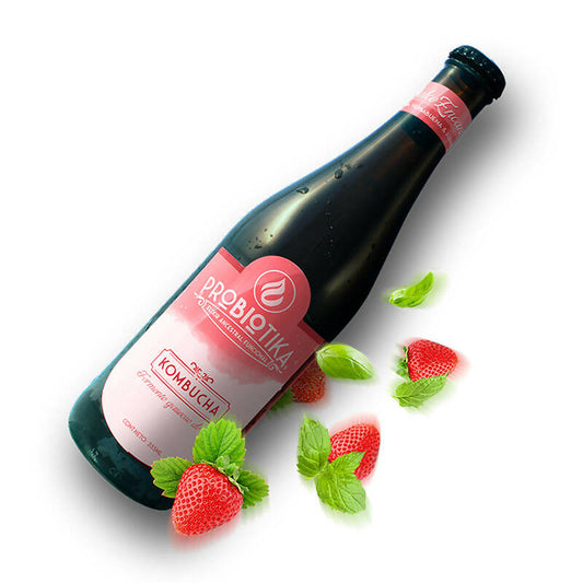 Kombucha Dulce Encanto de Fresa, Hierbabuena y Albahaca 355ml