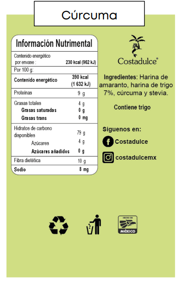 Oblea de Cúrcuma - Amaranto, Cúrcuma orgánica 60g