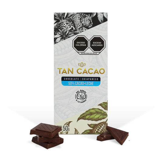 Chocolate con Leche con 50% Cacao.1 Caja de 12 Barras de chocolate de 50 g cada uno.