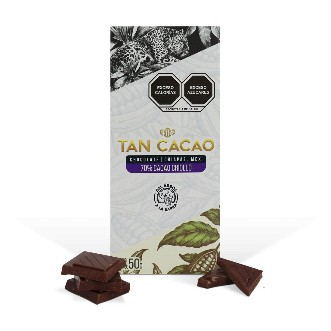 Chocolate Amargo 70% Cacap Criollo. 1 Caja de 12 Barras de chocolate de 50 g cada uno.