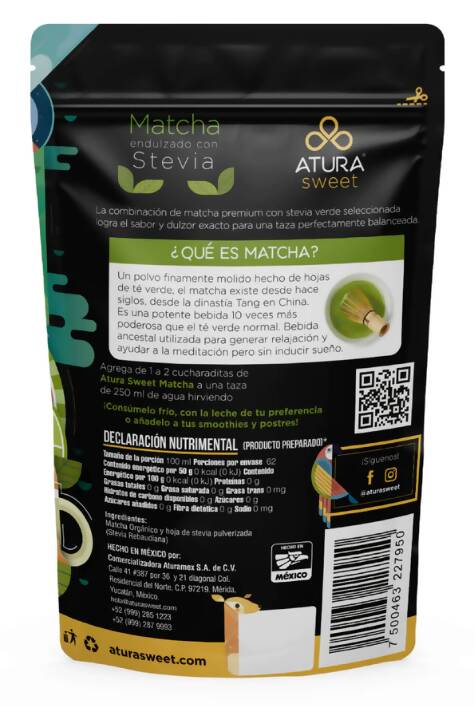 Matcha Endulzado con Stevia 50 grs (Caja de 12 piezas)