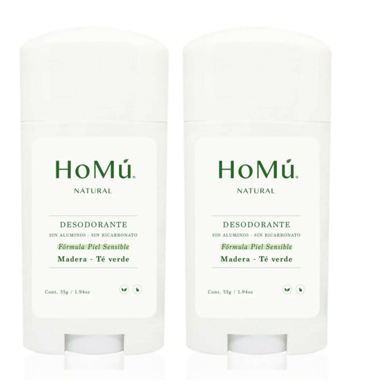 Desodorante sin bicarbonato sin aluminio piel sensible Madera - Té verde 55g