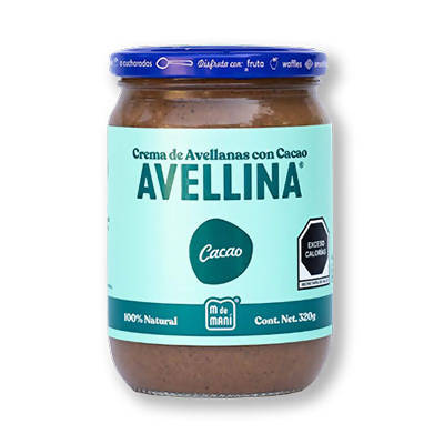 Avellina cocoa - Marca M de Maní. Crema de avellanas 100% natural, sin azúcar.