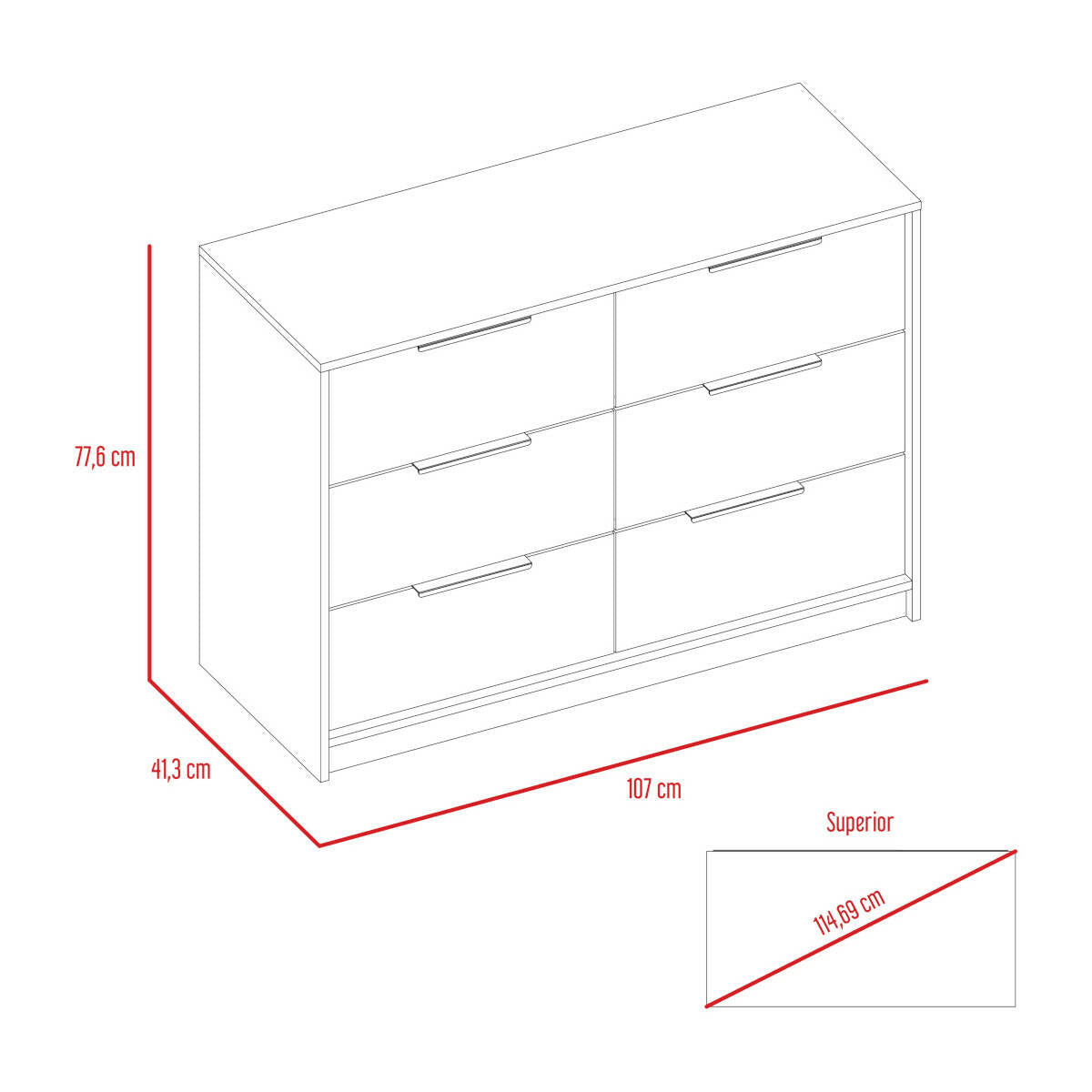 COMODA ARMABLE 4 CAJONES MODELO KAIA COLOR MIEL PUERTAS EN BLANCO