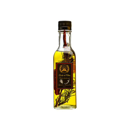 Aceite de Oliva Infusionado con Romero y Chile 250 ml. (Caja 12 Piezas)