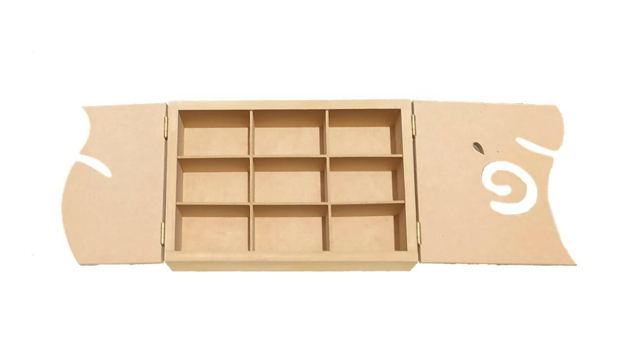 Caja de madera (MDF) para té con 9 divisiones