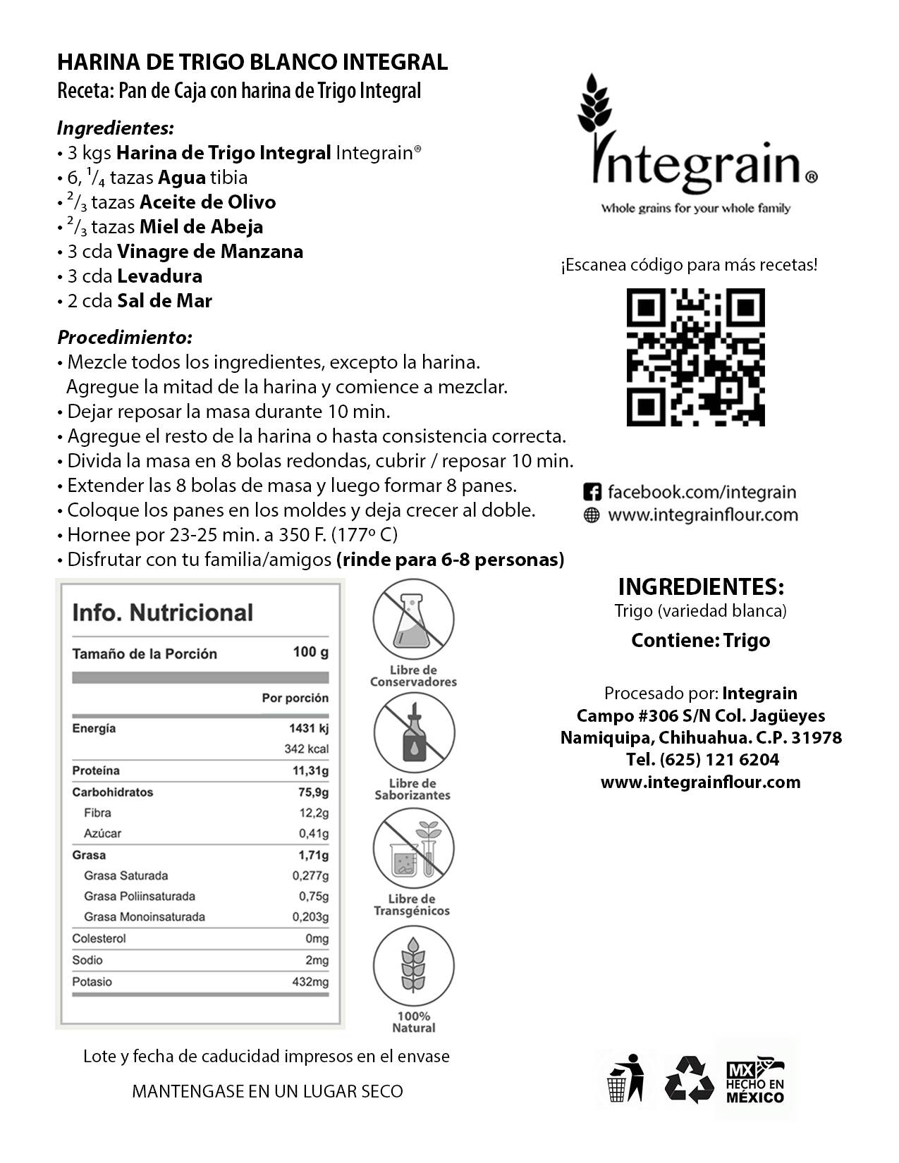 Harina de Trigo Blanco Integral