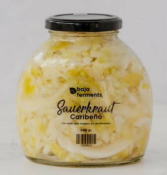 Sauerkraut Caribeño Fermentado de repollo verde y chile caribeño 500g.