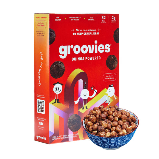 Groovies Cereal de Quinoa Bajo en Azúcar – Caja de 250 gr. Sabor Cocoa Groove