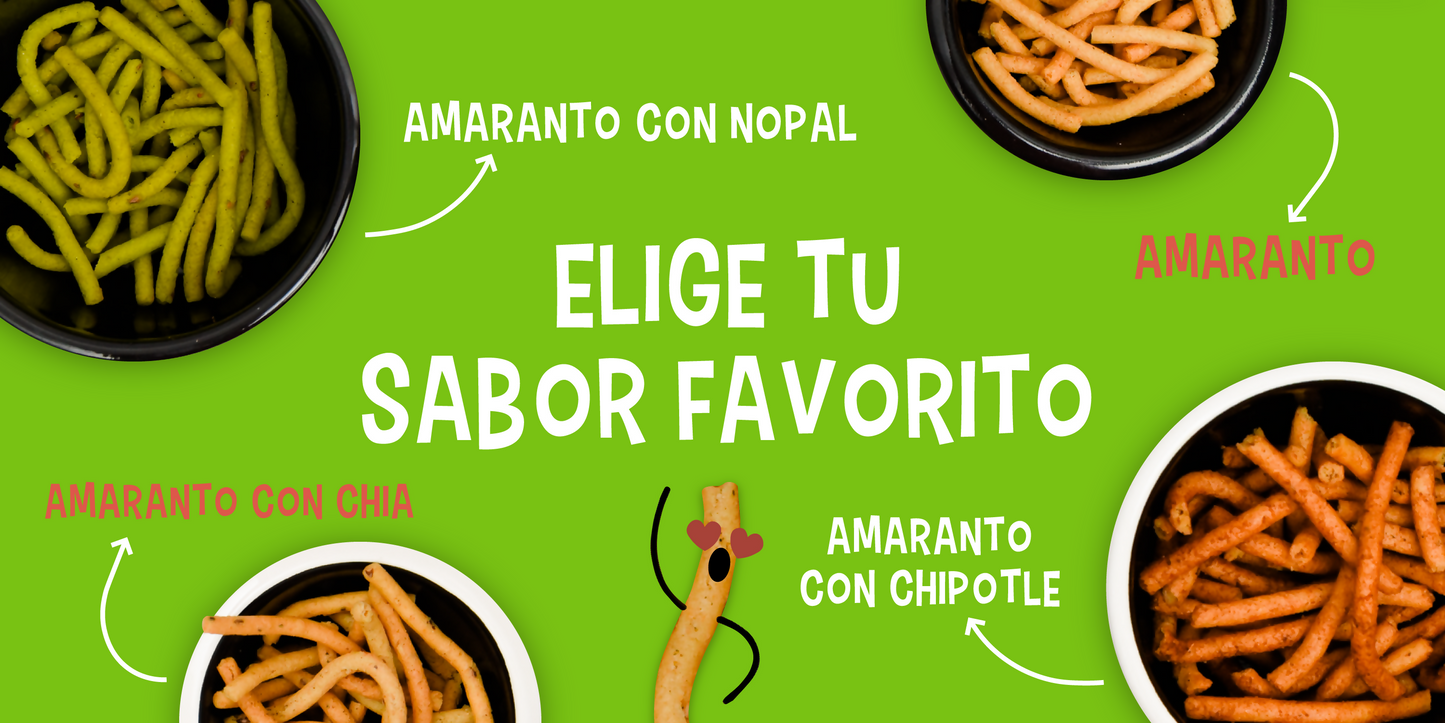 EKIBITES - Churro de amaranto con chipotle (50g c/u) Caja con 40 paquetes