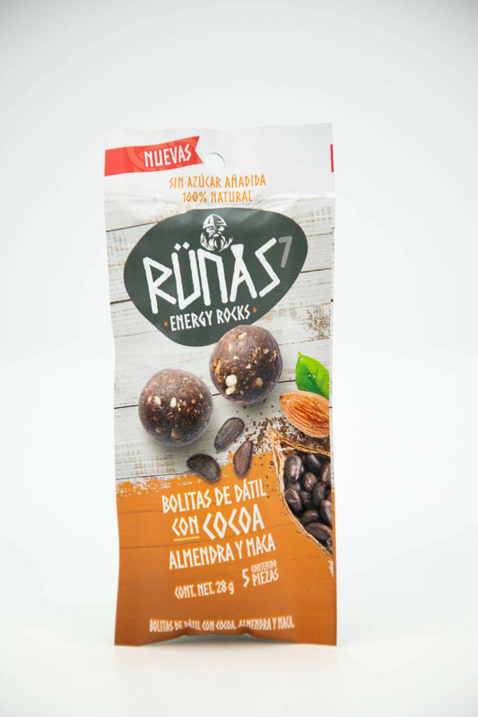 Rünas de Cocoa con Dátil 28 g empaque con 5 bolitas