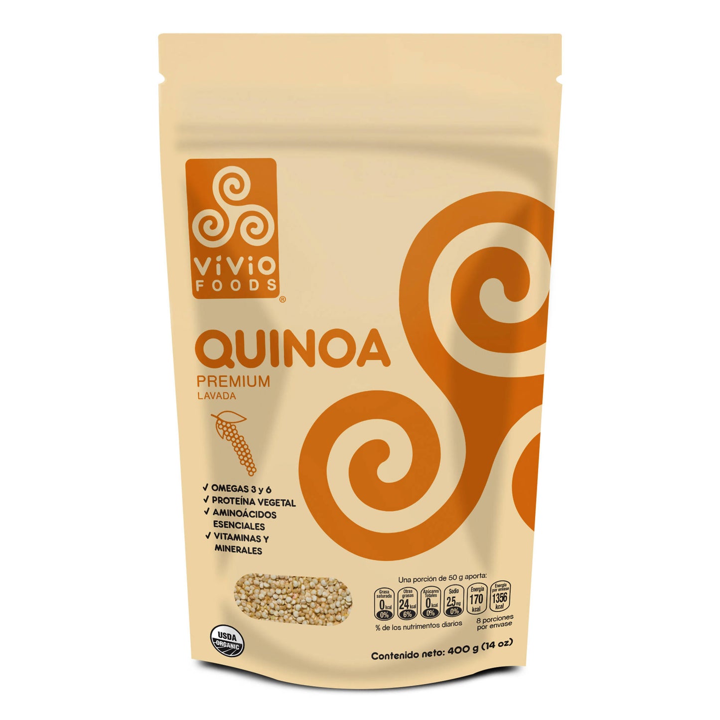 Quinoa Orgánica PREMIUM lavada 400G (Caja 12 Piezas)