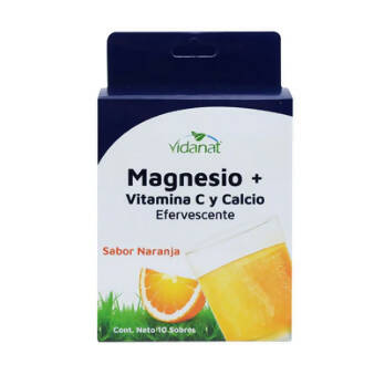 Magnesio Vitamina C y Calcio Efervescente 10 Sobres Vidanat